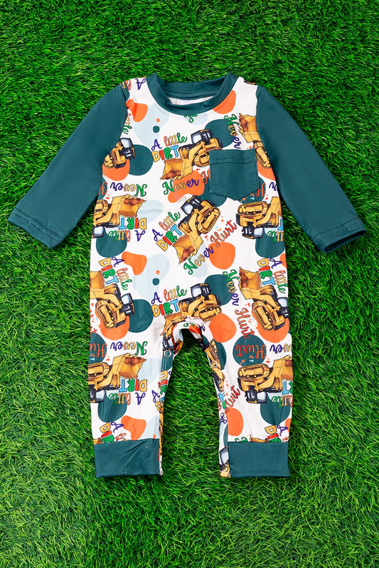 A LITTLE DIRT & NEVER HURTS, MULTI PRINTED INFANT ROMPER